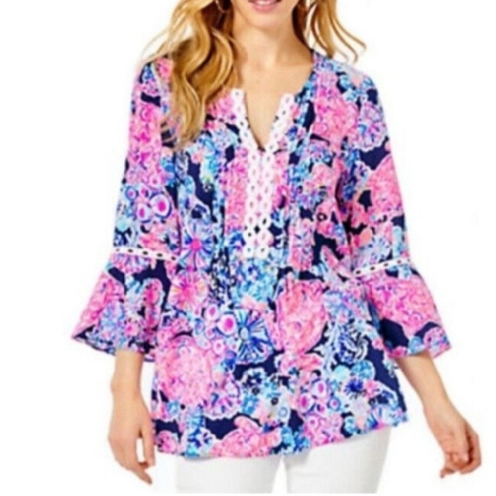 Lilly Pulitzer Hollie Tunic High Tide Turtle XS